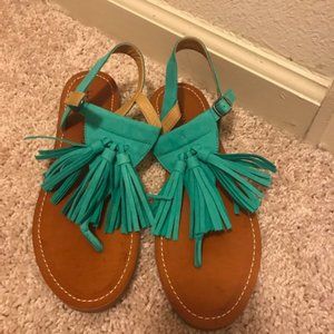 Lucky Brand Teal Tassel Sandals